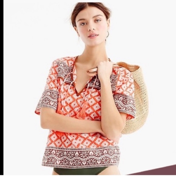SZ Blockprints for jcrew‎ Leyla tunic neon coral - Picture 1 of 11